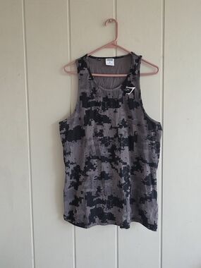 Gymshark Critical Stringer Tank Top Grey Digital Camouflage Mens XL